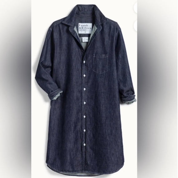 Frank & Eileen Mary Raw Rinse Denim Famous Denim Shirtdress Long Sleeve Small - Picture 5 of 15